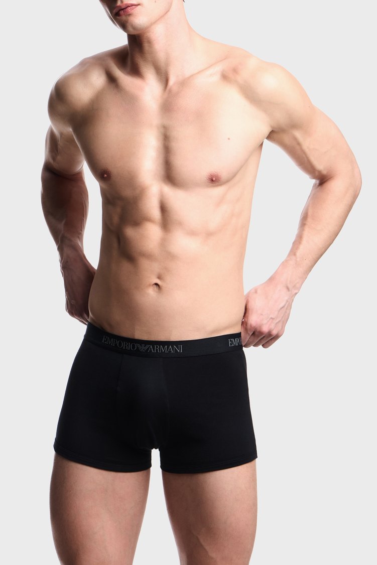 Emporio Armani Pamuklu Logolu 3 Pack Erkek Boxer EM000260 AF10800 MC200 Siyah-Gri-Siyah - Emporio Armani (1)