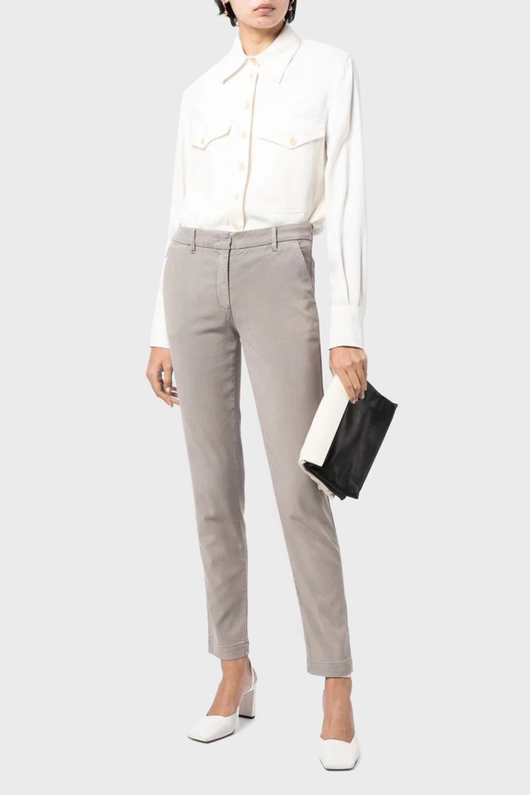 Emporio Armani Pamuklu Normal Bel Skinny Fit Düz Paça Kadın Pantolon 6L2P64 2NH4Z 0636 GRİ - Emporio Armani