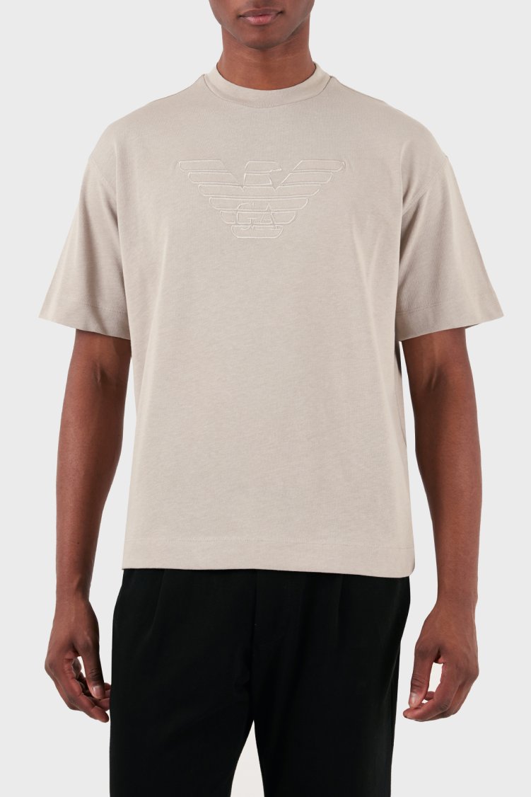 Emporio Armani Pamuklu Oversize Fit Bisiklet Yaka Erkek T Shirt 3D1T93 1J0EZ 0176 GRİ - Emporio Armani