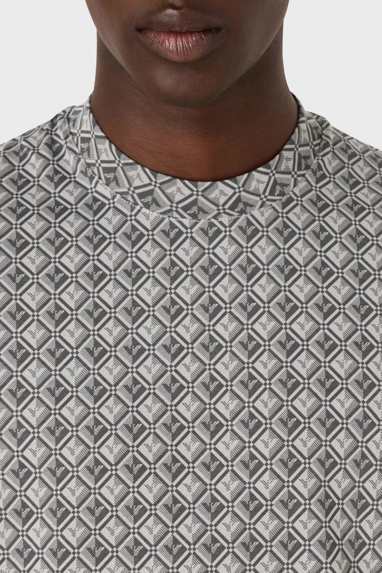 Emporio Armani Pamuklu Oversize Fit Bisiklet Yaka Erkek T Shirt 3D1TG7 1JOZZ F618 GRİ - Emporio Armani (1)