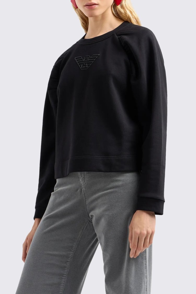 Emporio Armani Pamuklu Regular Fit Bayan Sweat 6D2M8G 2J49Z 0999 SİYAH - Emporio Armani