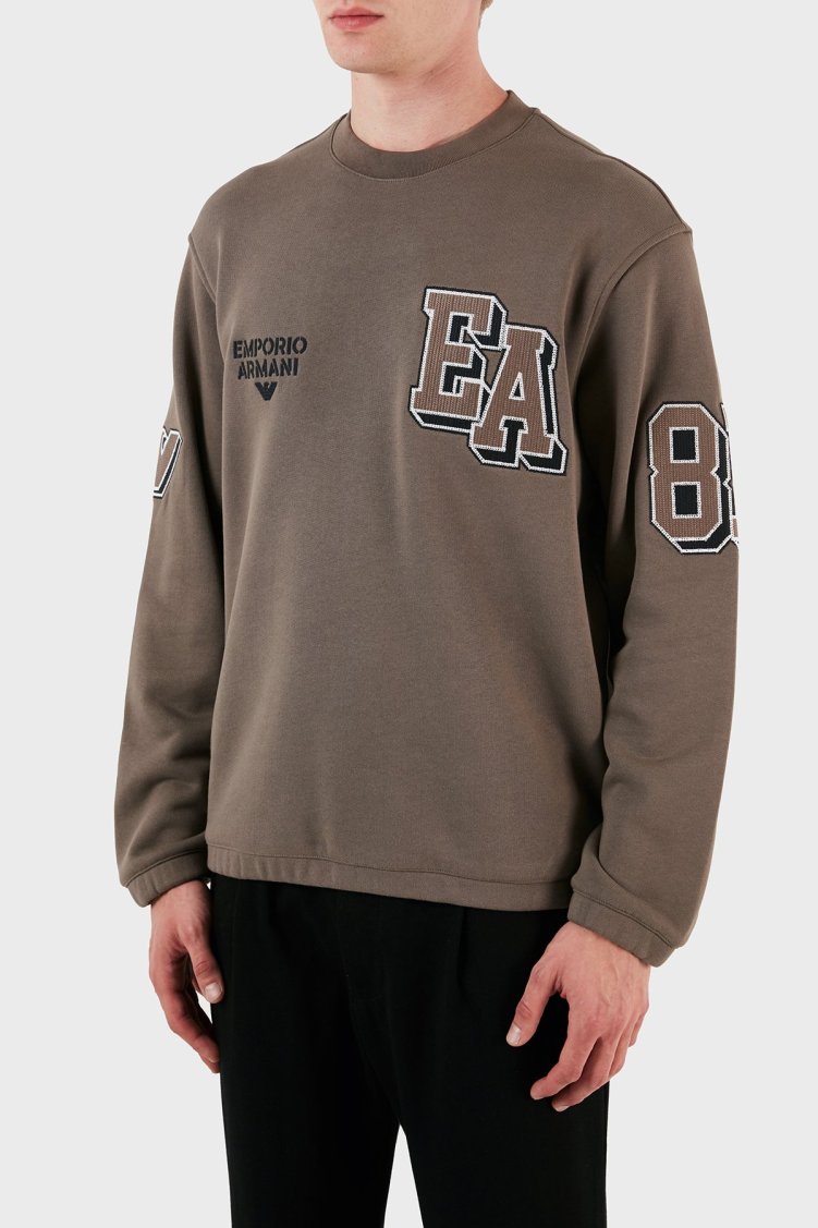 Emporio Armani Pamuklu Regular Fit Bisiklet Yaka Erkek Sweat 6R1MG4 1JWPZ 0440 VİZON - Emporio Armani (1)