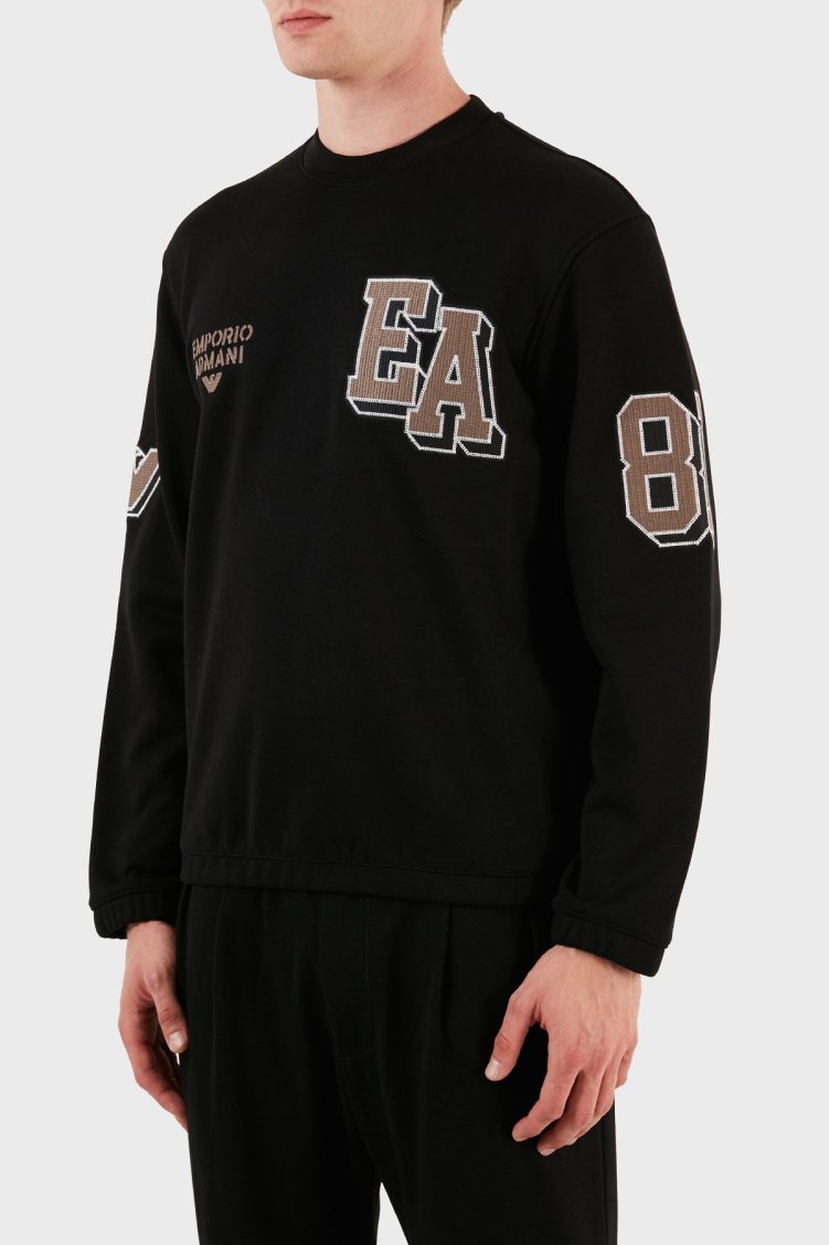 Emporio Armani Pamuklu Regular Fit Bisiklet Yaka Erkek Sweat 6R1MG4 1JWPZ 0999 SİYAH - Emporio Armani (1)