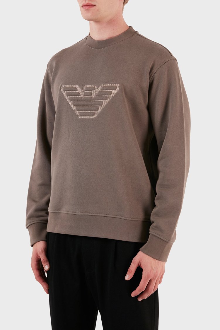 Emporio Armani Pamuklu Regular Fit Bisiklet Yaka Erkek Sweat 6R1MG5 1JWPZ 0497 KAHVE - Emporio Armani (1)