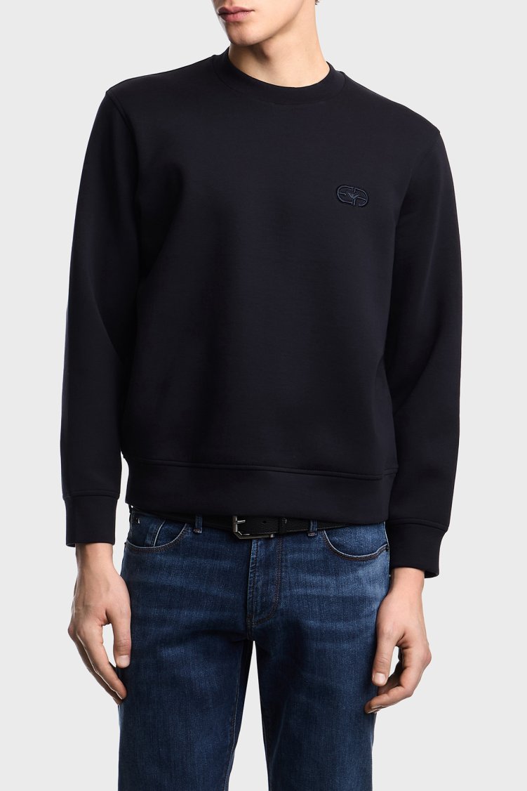 Emporio Armani Pamuklu Regular Fit Bisiklet Yaka Erkek Sweat EM004540 AF10013 UB118 Lacivert - Emporio Armani