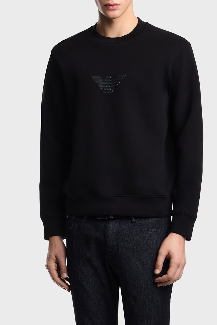 Emporio Armani Pamuklu Regular Fit Bisiklet Yaka Erkek Sweat EM004541 AF10013 MC539 Siyah - Emporio Armani