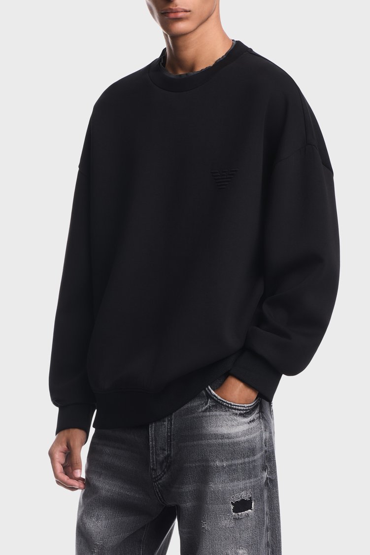 Emporio Armani Pamuklu Regular Fit Bisiklet Yaka Erkek Sweat EM006827 AF10013 MC718 Siyah - Emporio Armani