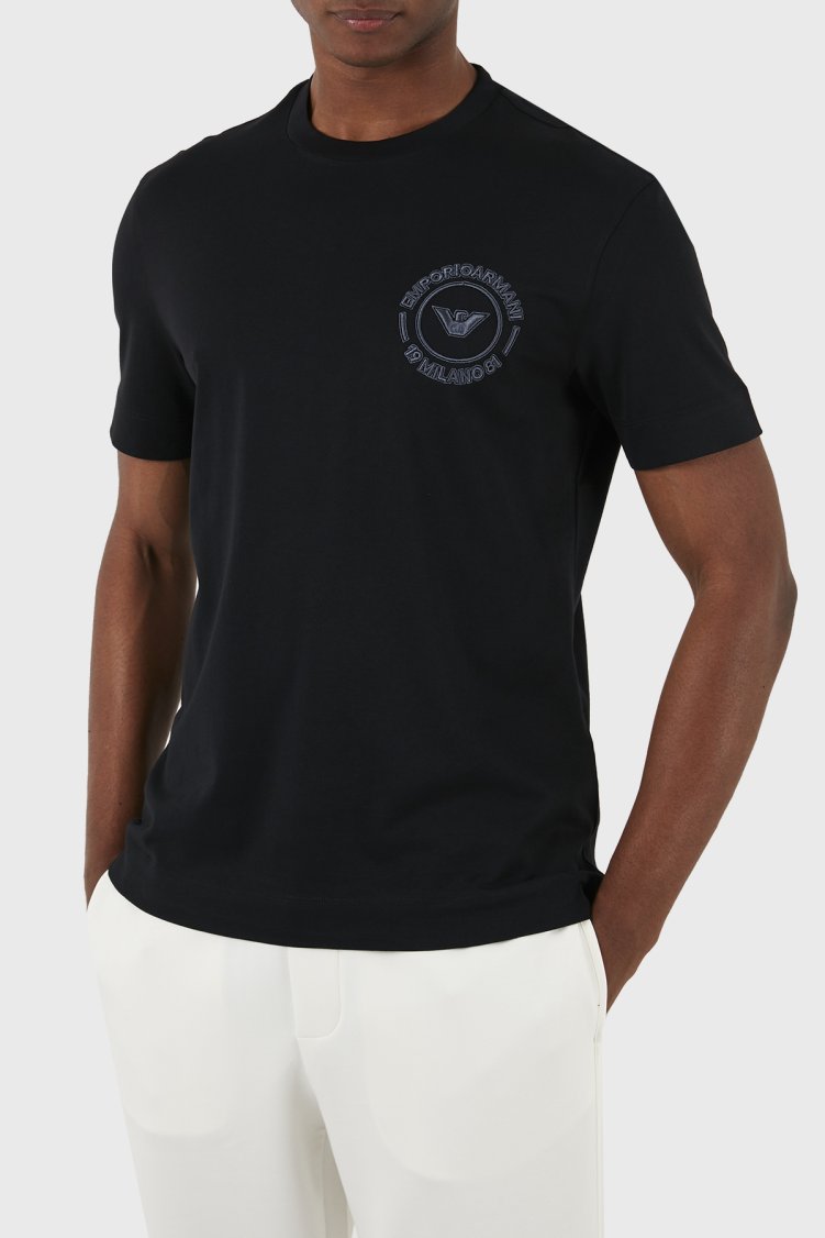 Emporio Armani Pamuklu Regular Fit Bisiklet Yaka Erkek T Shirt 3D1TG8 1JOCZ 0051 SİYAH - Emporio Armani