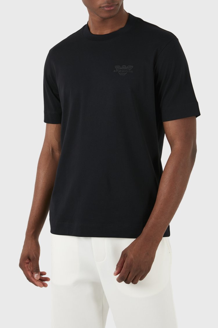 Emporio Armani Pamuklu Regular Fit Bisiklet Yaka Erkek T Shirt 3D1TH3 1JOCZ 0052 Siyah - Emporio Armani