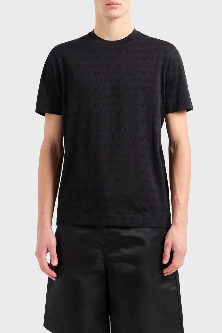 Emporio Armani Pamuklu Regular Fit Bisiklet Yaka Erkek T Shirt 3D1TH5 1JORZ 0999 SİYAH - Emporio Armani