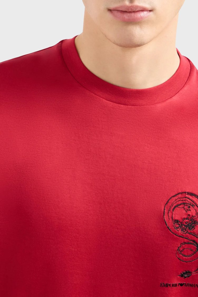 Emporio Armani Pamuklu Regular Fit Bisiklet Yaka Erkek T Shirt EM000009 AF10017 M5003 KIRMIZI - Emporio Armani (1)