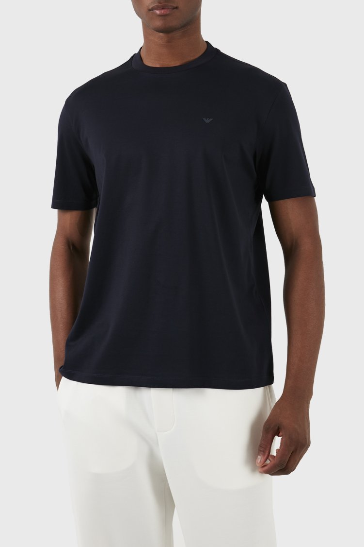 Emporio Armani Pamuklu Regular Fit Bisiklet Yaka Erkek T Shirt EM000079 AF10094 UB118 LACİVERT - Emporio Armani