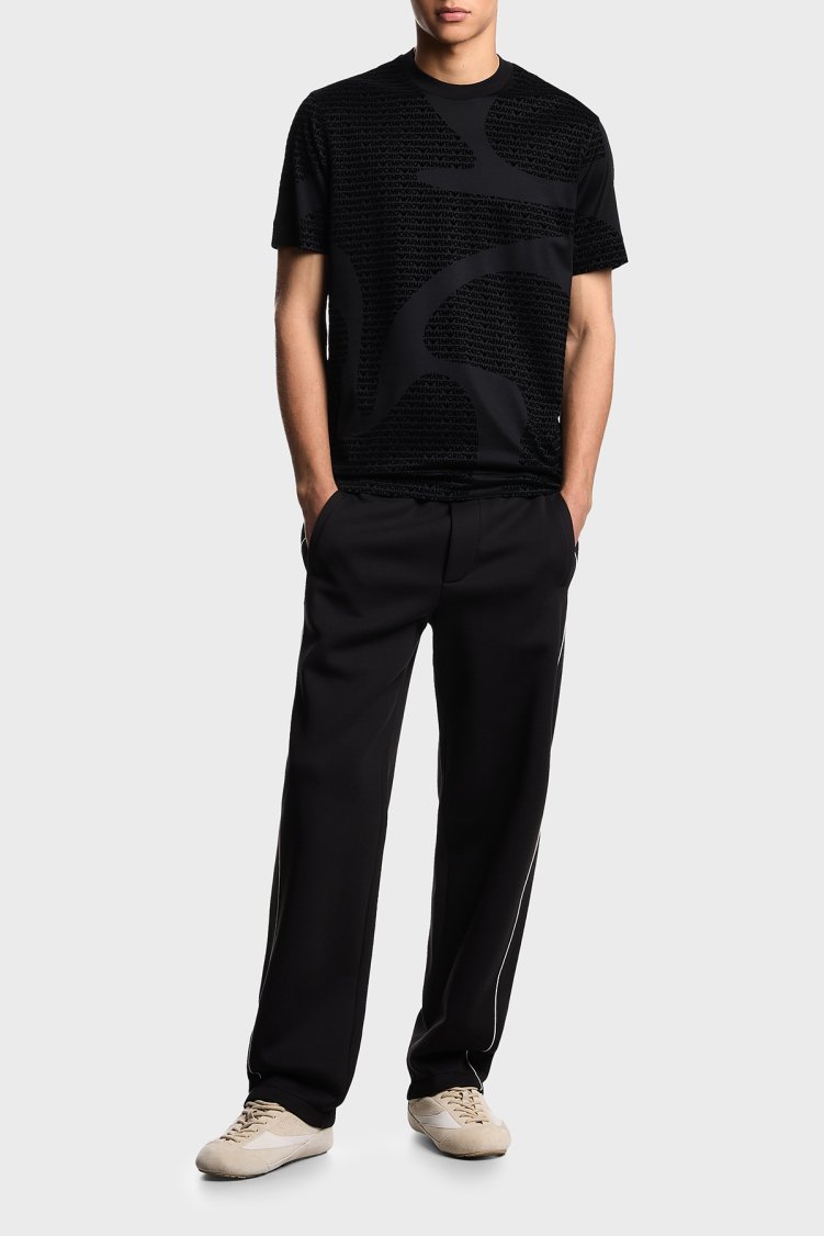 Emporio Armani Pamuklu Regular Fit Bisiklet Yaka Tamamı Logolu Erkek T Shirt EM002957 AF10017 FC242 SİYAH - Emporio Armani (1)