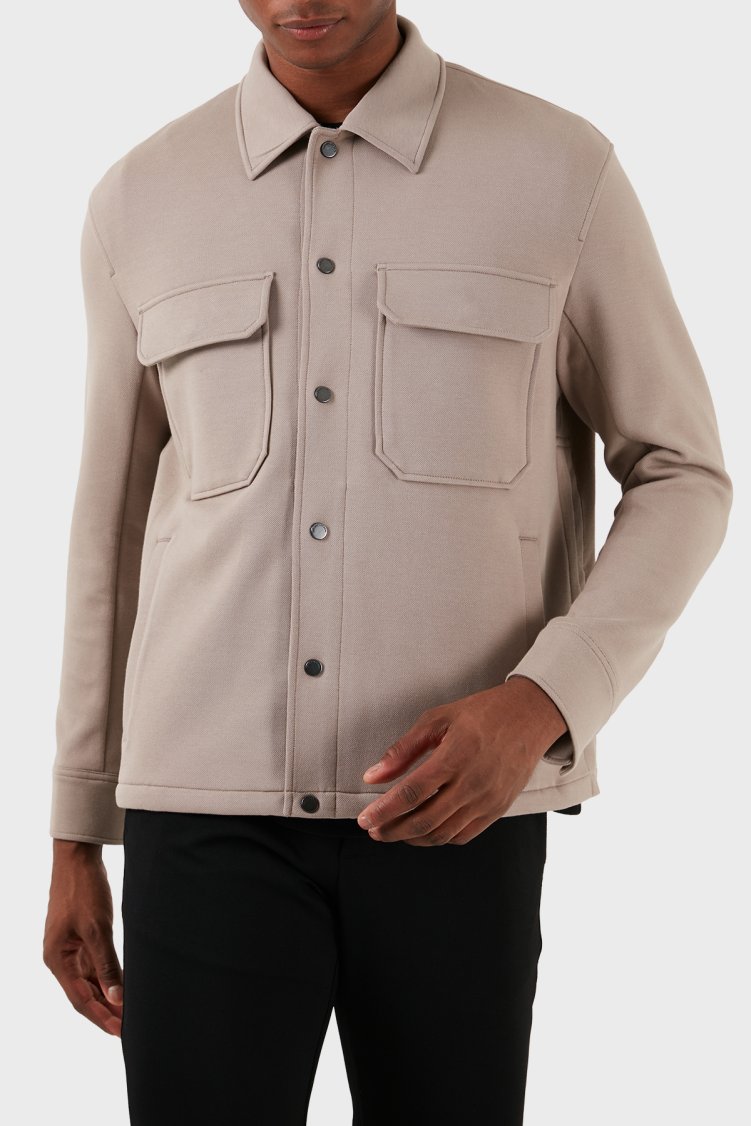 Emporio Armani Pamuklu Regular Fit Erkek Gömlek Ceket 3D1M61 1JOPZ 0650 BEJ - Emporio Armani