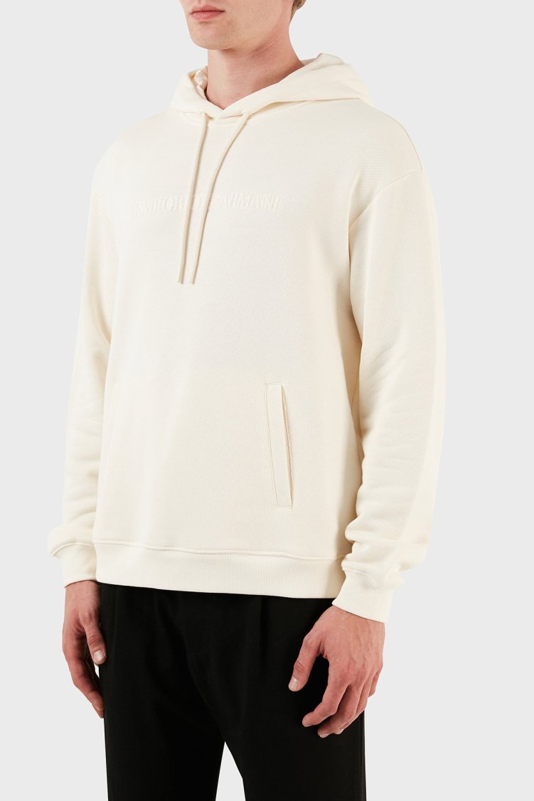 Emporio Armani Pamuklu Regular Fit Kapüşonlu Erkek Sweat 6R1M7U 1J7DZ 0101 EKRU - Emporio Armani (1)