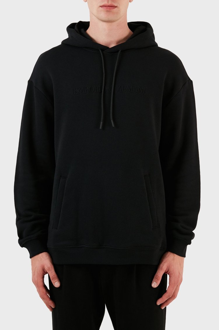 Emporio Armani Pamuklu Regular Fit Kapüşonlu Erkek Sweat 6R1M7U 1J7DZ 0999 SİYAH - Emporio Armani