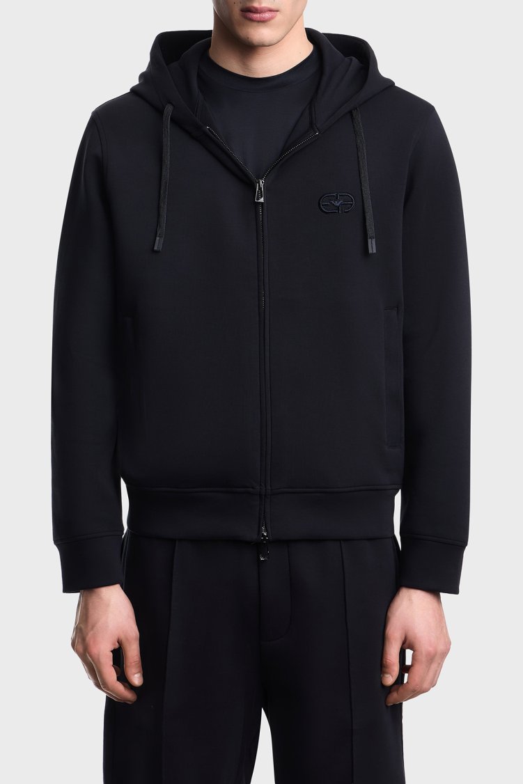 Emporio Armani Pamuklu Regular Fit Kapüşonlu Fermuarlı Erkek Sweat EM004538 AF10013 UB118 Lacivert - Emporio Armani