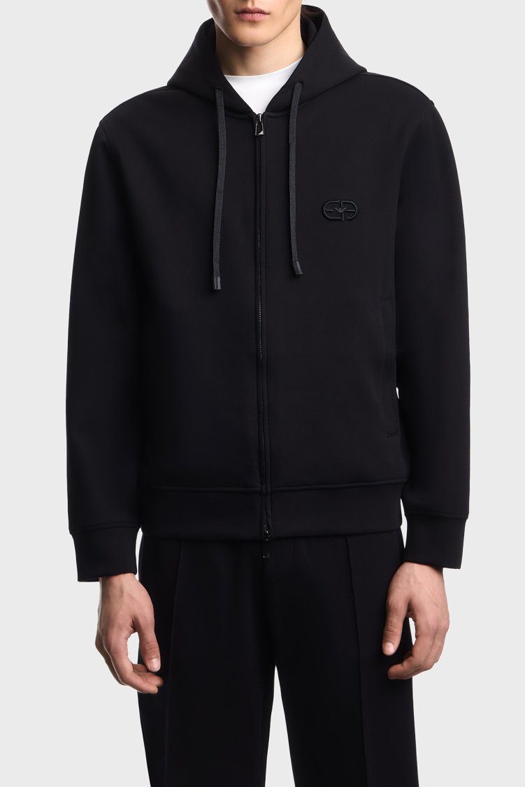 Emporio Armani Pamuklu Regular Fit Kapüşonlu Fermuarlı Erkek Sweat EM004538 AF10013 UC001 Siyah - Emporio Armani
