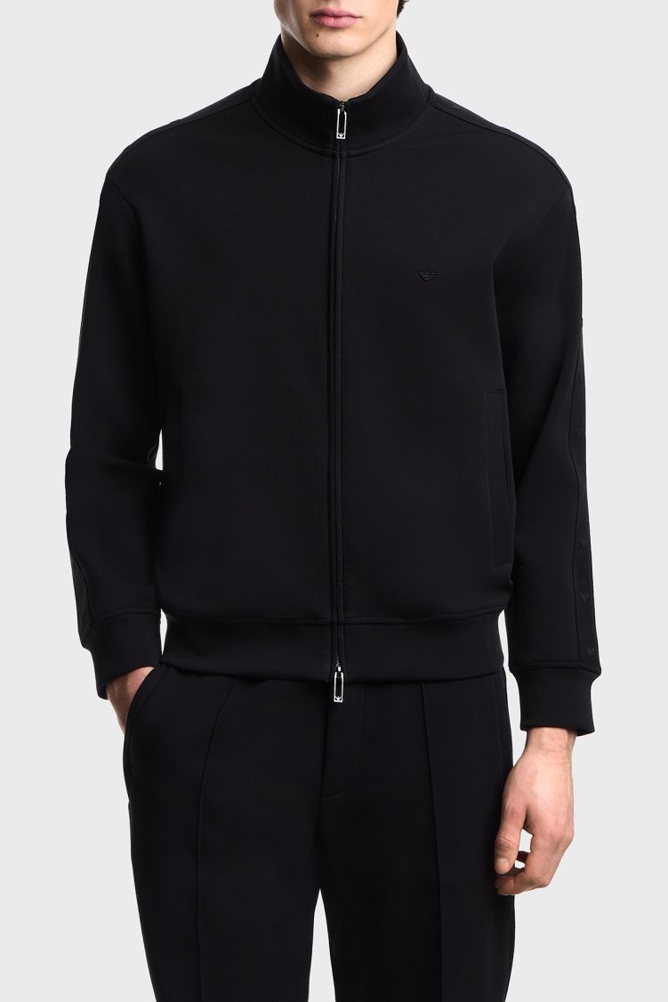 Emporio Armani Pamuklu Regular Fit Logo Detaylı Dik Yaka Erkek Sweat EM005222 AF10013 UC001 SİYAH - Emporio Armani