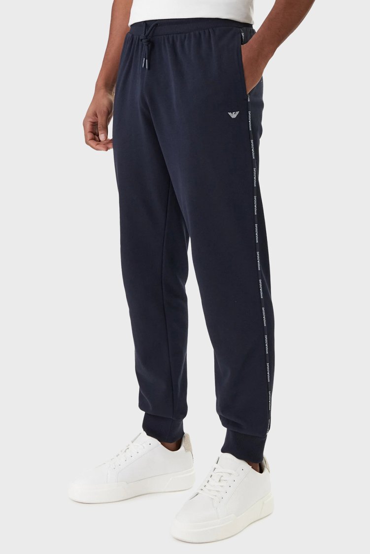 Emporio Armani Pamuklu Regular Fit Logo Detaylı Erkek Pantolon EM000500 AF18887 UB102 LACİVERT - Emporio Armani