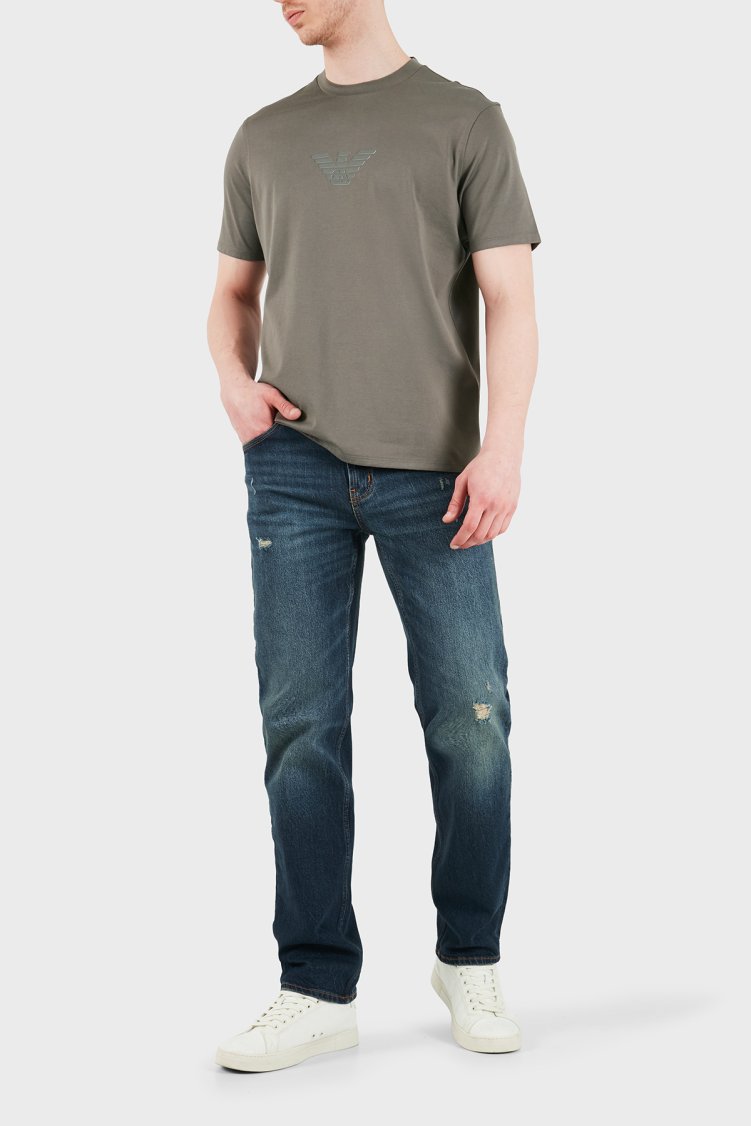 Emporio Armani Pamuklu Regular Fit Logolu Bisiklet Yaka Erkek T Shirt EM004583 AF13669 M8360 HAKİ - Emporio Armani (1)
