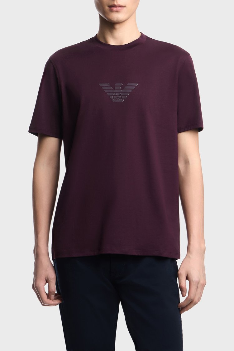 Emporio Armani Pamuklu Regular Fit Logolu Bisiklet Yaka Erkek T Shirt EM004583 AF13669 MA116 MÜRDÜM - Emporio Armani