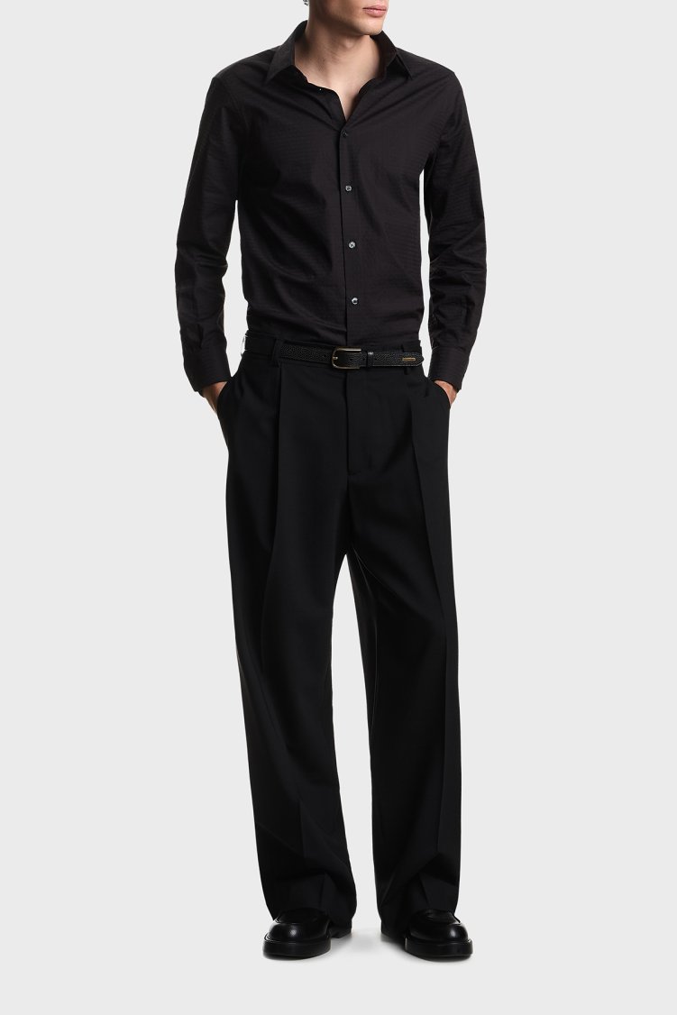 Emporio Armani Pamuklu Regular Fit Logolu Uzun Kollu Erkek Gömlek EM001537 AF18123 FC203 SİYAH - Emporio Armani (1)