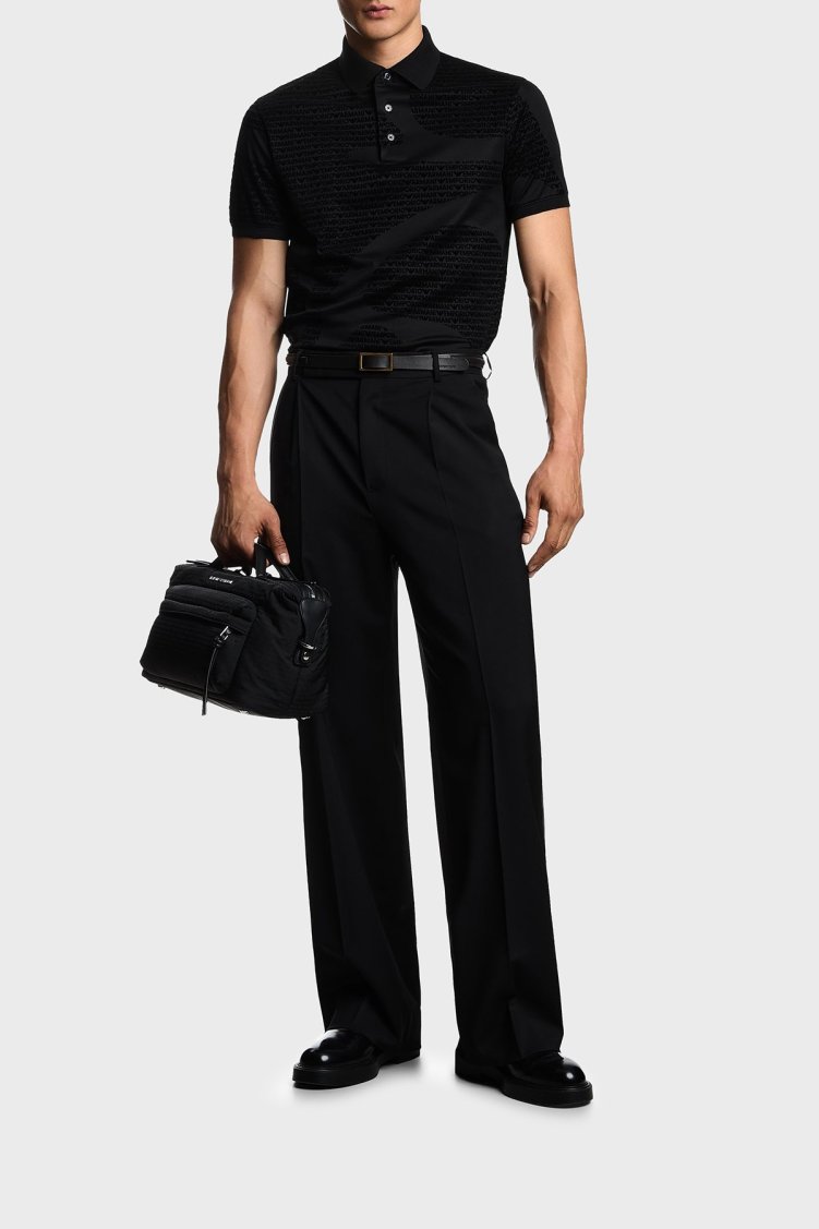 Emporio Armani Pamuklu Regular Fit Tamamı Logolu Düğmeli Erkek Polo Yaka T Shirt EM002971 AF10017 FC242 Siyah - Emporio Armani (1)