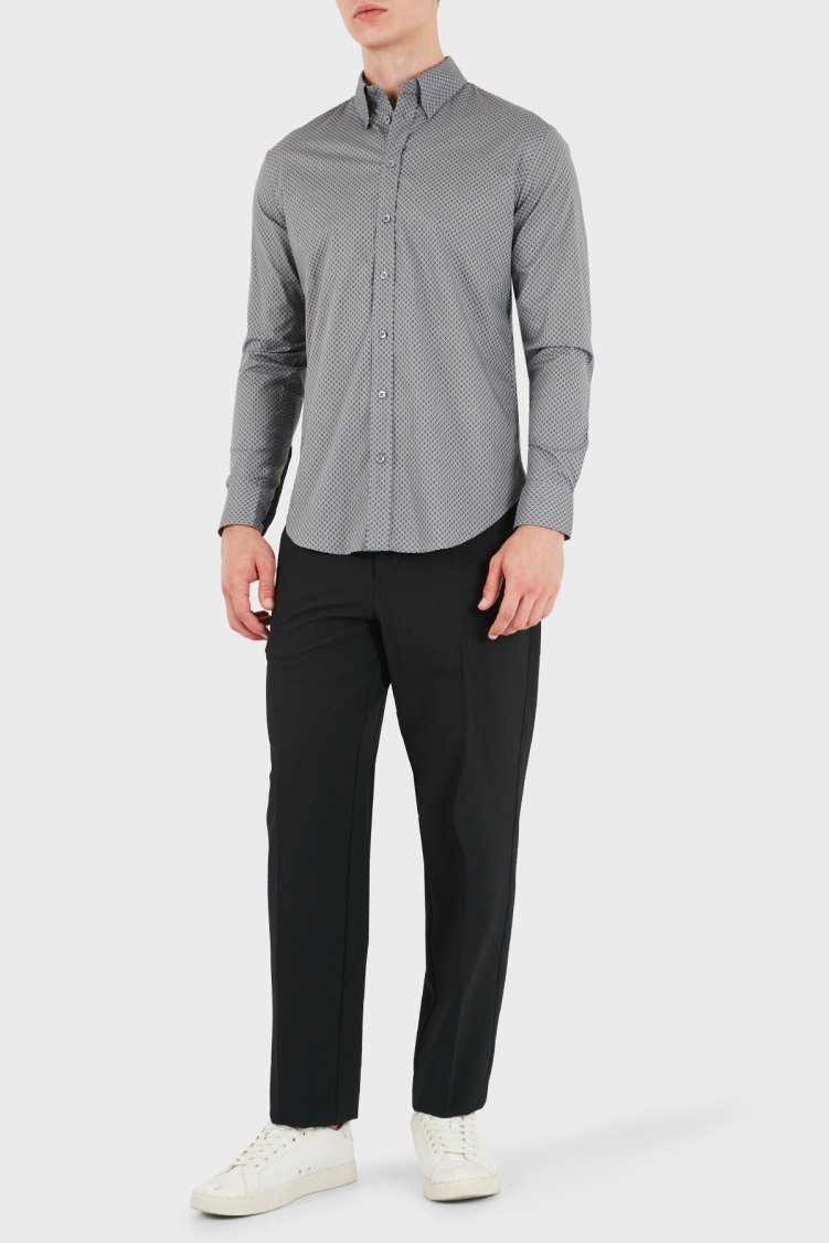 Emporio Armani Pamuklu Regular Fit Uzun Kollu Erkek Gömlek EM007200 TE23251 F8034 Koyu gri - Emporio Armani (1)