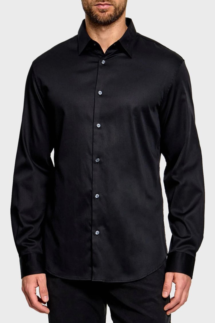 Emporio Armani Pamuklu Regular Fit Yaka Logo Nakışlı Erkek Gömlek EM006705 AF23800 UC001 Siyah - Emporio Armani (1)