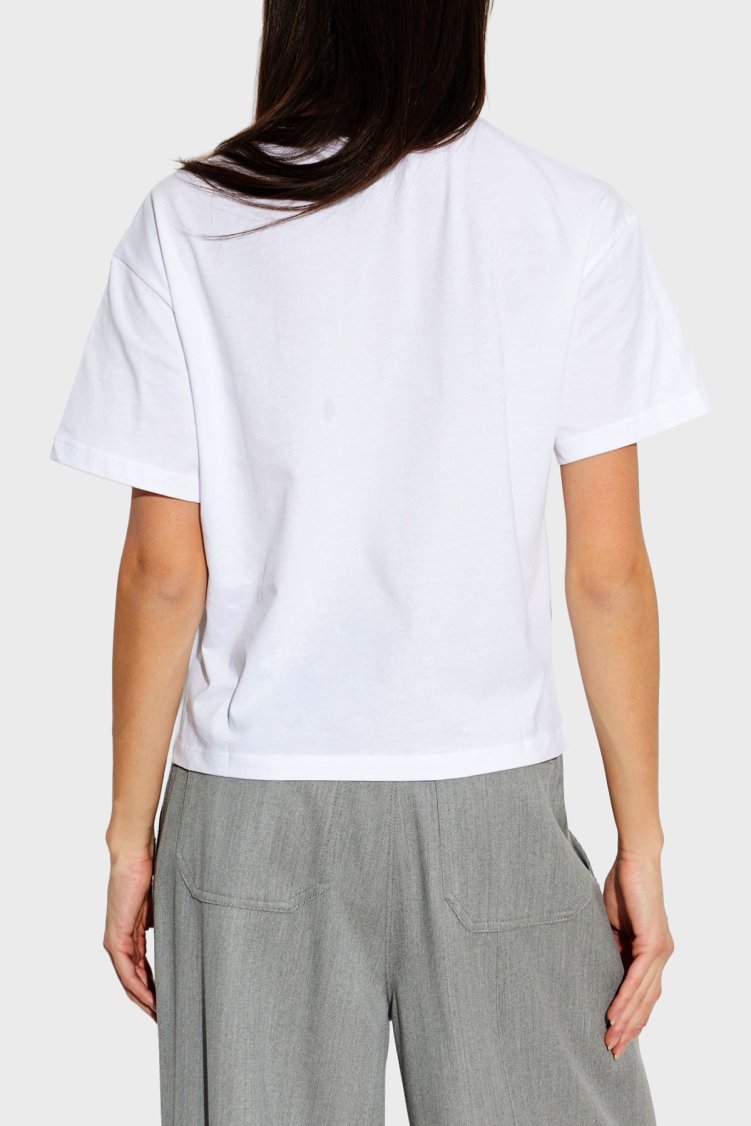Emporio Armani Pamuklu Relaxed Fit Bisiklet Yaka Kadın T Shirt EW004385 AF12597 U0002 BEYAZ - Emporio Armani (1)