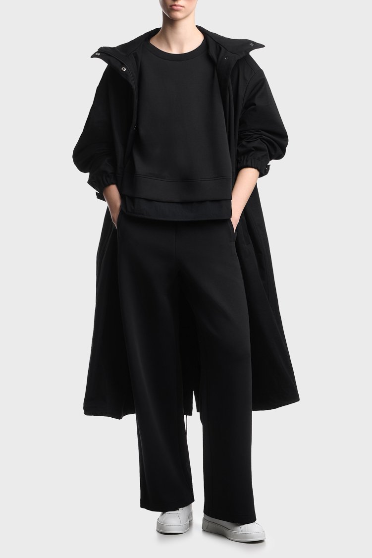 Emporio Armani Pamuklu Relaxed Fit Lastikli Bel Bol Paça Kadın Pantolon EW003866 AF10002 UC001 SİYAH - Emporio Armani (1)
