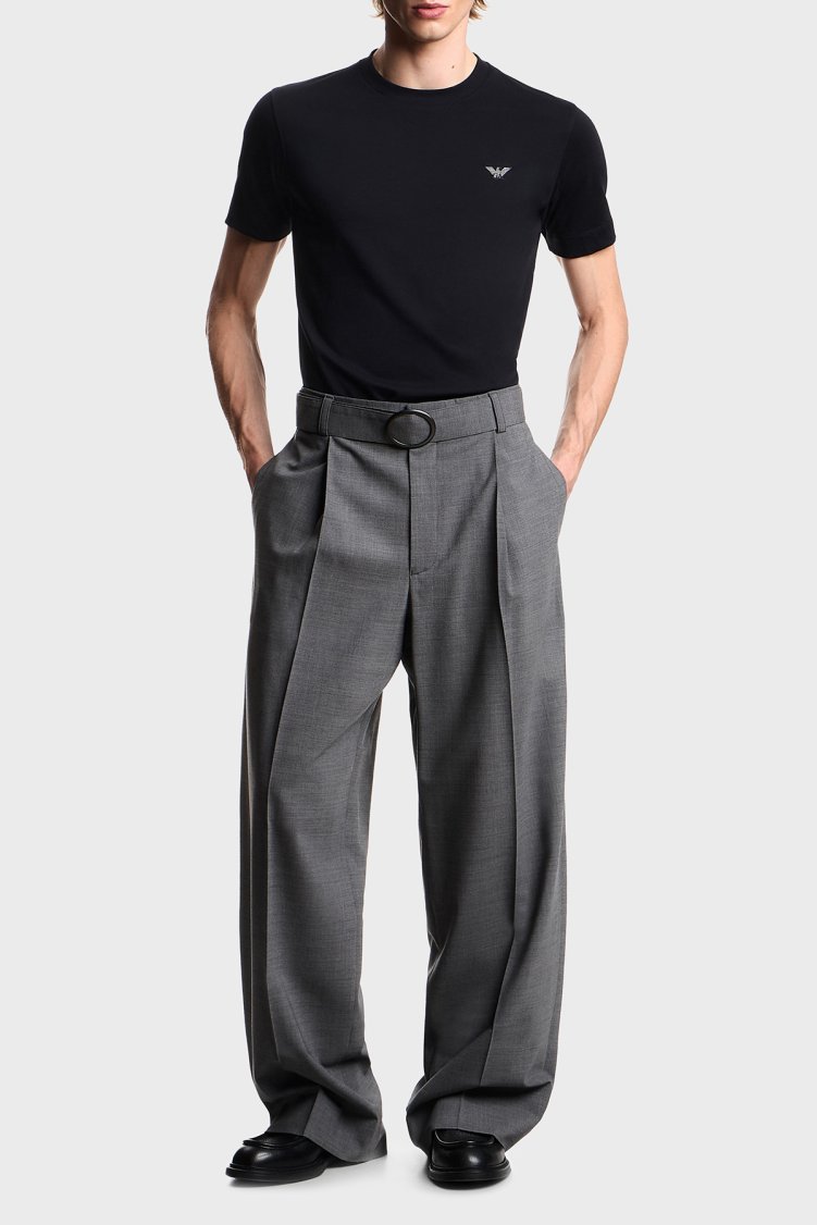 Emporio Armani Pamuklu Slim Fit Bisiklet Yaka Logolu Erkek T Shirt EM005396 AF13715 UB118 LACİVERT - Emporio Armani (1)