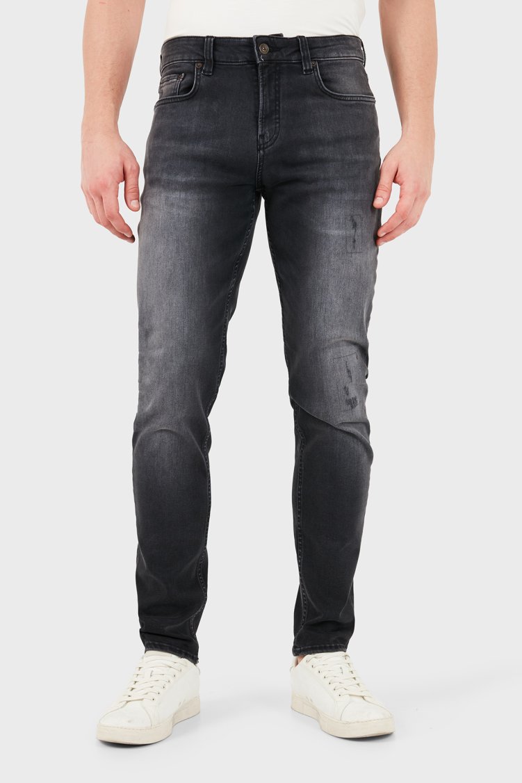 Emporio Armani Pamuklu Slim Fit Dar Paça Erkek Kot Pantolon EM006514 AF29574 M8001 Gri - Emporio Armani