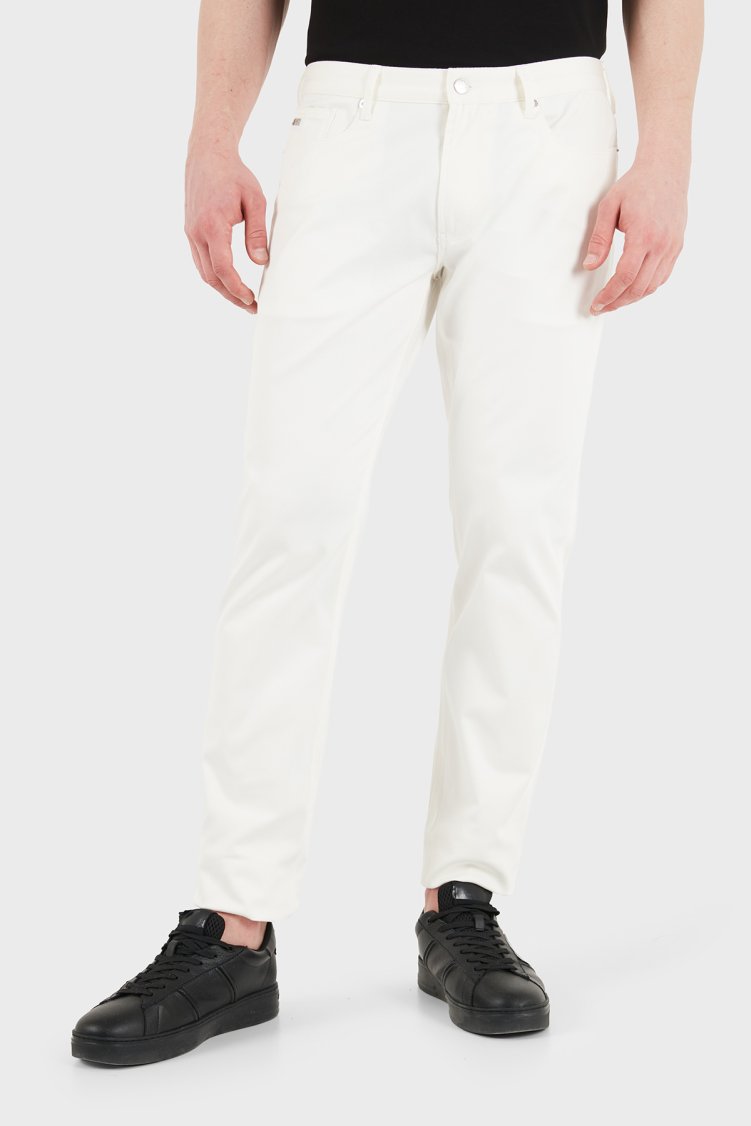 Emporio Armani Pamuklu Slim Fit Düşük Bel Jeans Erkek Kot Pantolon EM000121 AF23021 U0003 BEYAZ - Emporio Armani
