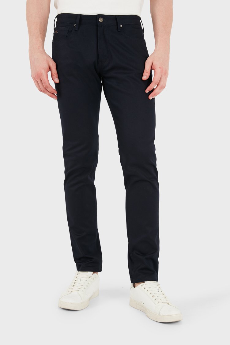 Emporio Armani Pamuklu Slim Fit Düşük Bel Jeans Erkek Kot Pantolon EM000121 AF23021 UB118 LACİVERT - Emporio Armani