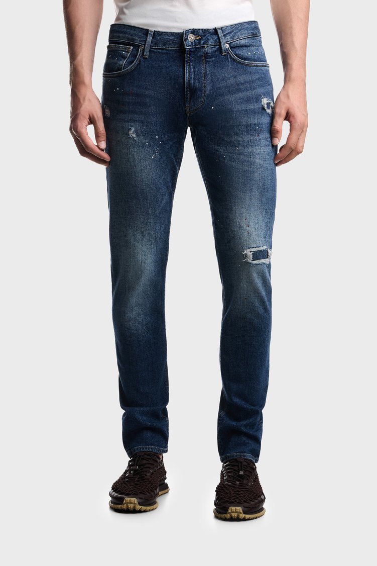 Emporio Armani Pamuklu Slim Fit Düşük Bel Jeans Erkek Kot Pantolon EM000121 AF27790 MB002 Lacivert - Emporio Armani