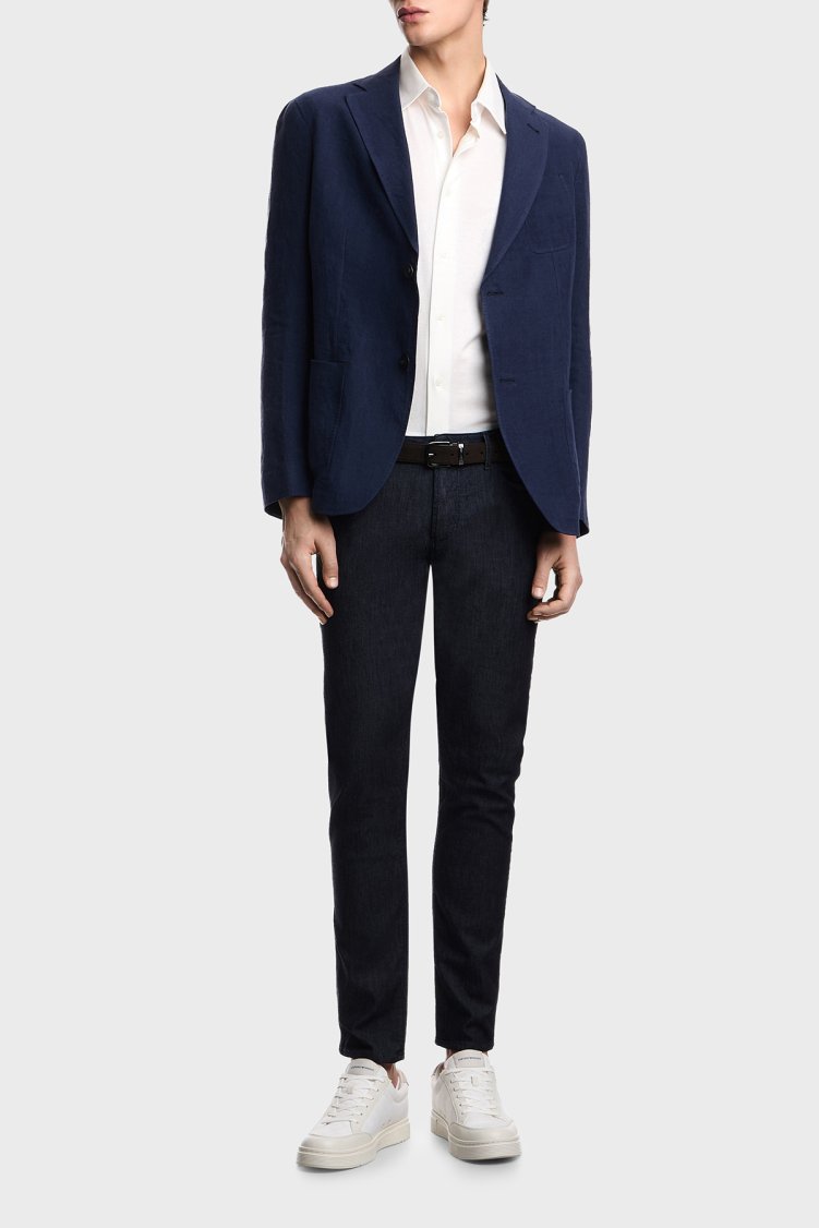 Emporio Armani Pamuklu Slim Fit Logolu Uzun Kollu Erkek Gömlek EM004604 AF10017 U0003 BEYAZ - Emporio Armani (1)