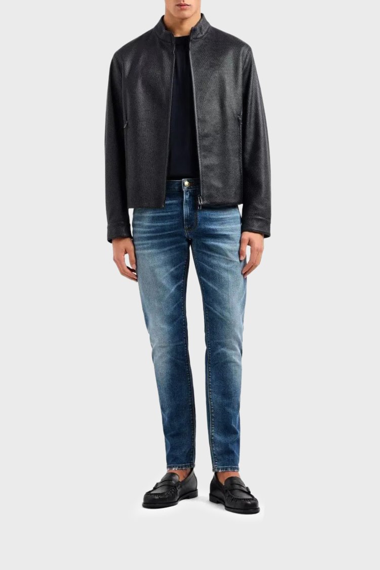 Emporio Armani Pamuklu Slim Fit Normal Bel Düz Paça Jeans Erkek Kot Pantolon EM000121 AF13272 MB002 LACİVERT - Emporio Armani (1)