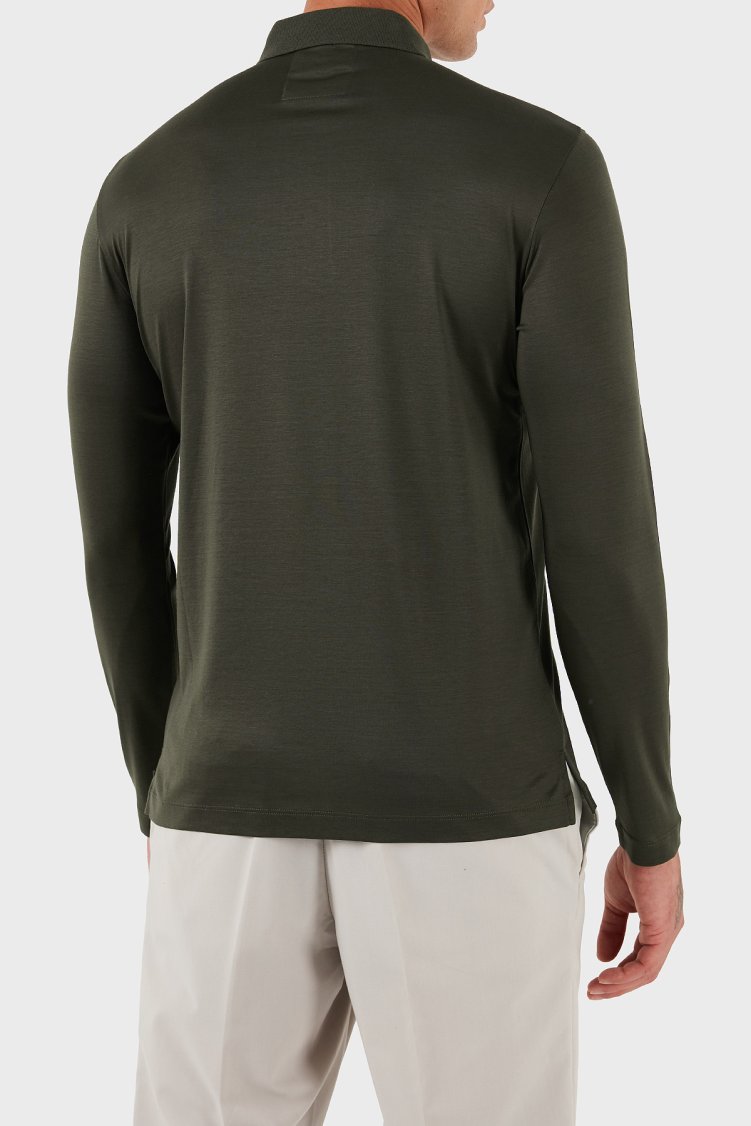 Emporio Armani Pamuklu Slim Fit Uzun Kollu Düğmeli Erkek Polo Yaka Sweat 8N1F97 1JUVZ U8120 HAKİ - Emporio Armani (1)