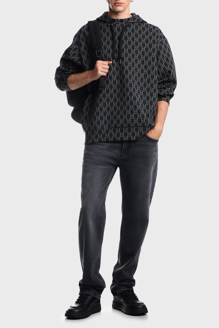 Emporio Armani Pamuklu Tamamı Logolu Kapüşonlu Erkek Sweat EM006861 AF10013 FB562 Lacivert - Emporio Armani (1)