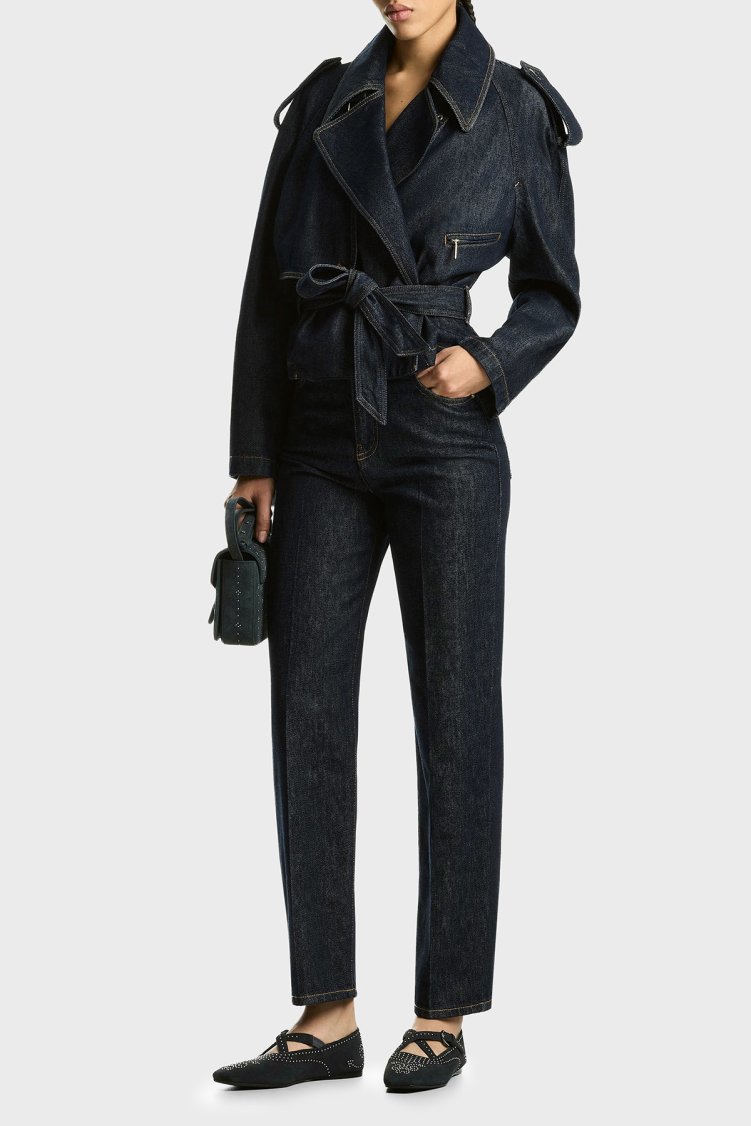Emporio Armani Pamuklu Yüksel Bel Düz Paça Jeans Kadın Kot Pantolon EW003498 AF18421 MB001 Lacivert - Emporio Armani (1)