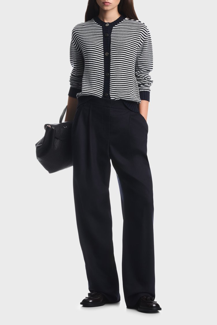 Emporio Armani Pamuklu Yuvarlak Yaka Düğmeli Kadın Hırka EW005287 AF27238 FB056 Mavi - Emporio Armani (1)