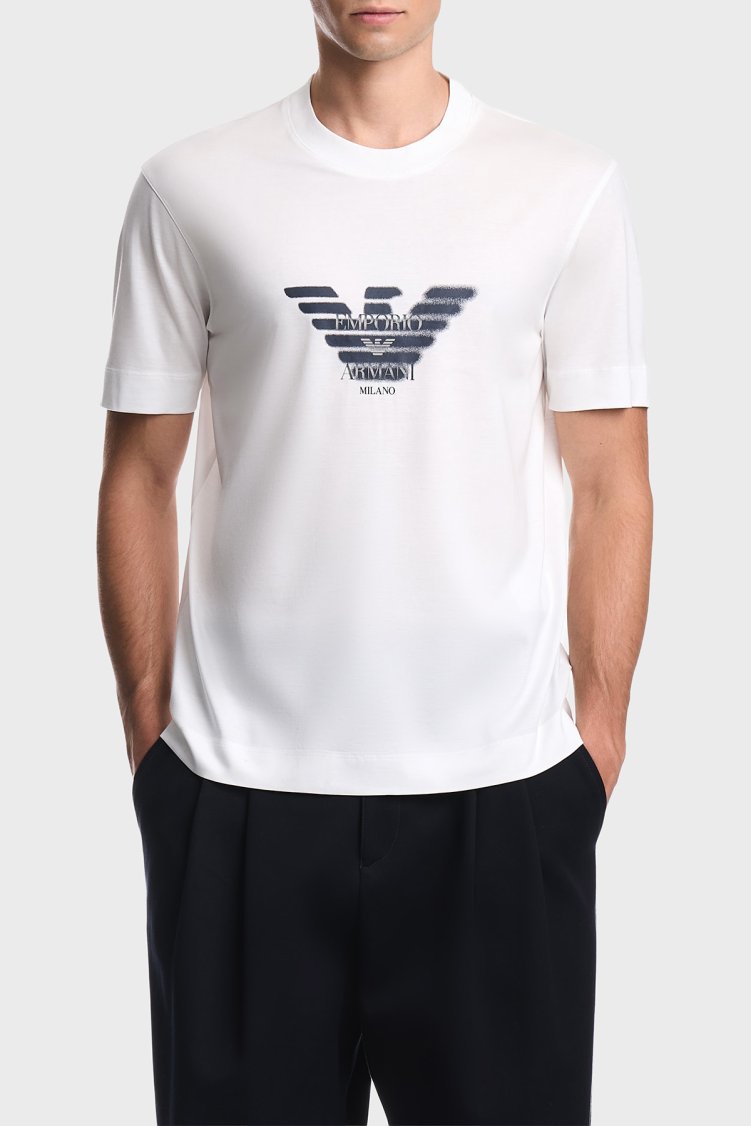 Emporio Armani Pamuklu Yuvarlak Yaka Erkek T Shirt EM006765 AF10017 U0003 Beyaz - Emporio Armani