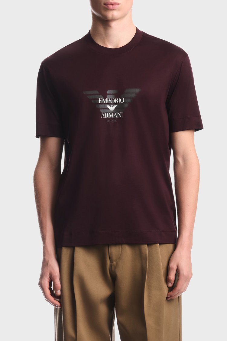 Emporio Armani Pamuklu Yuvarlak Yaka Erkek T Shirt EM006765 AF10017 UA331 Kahve - Emporio Armani