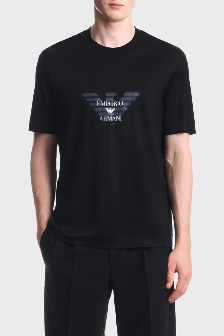 Emporio Armani Pamuklu Yuvarlak Yaka Erkek T Shirt EM006765 AF10017 UC001 Siyah - Emporio Armani