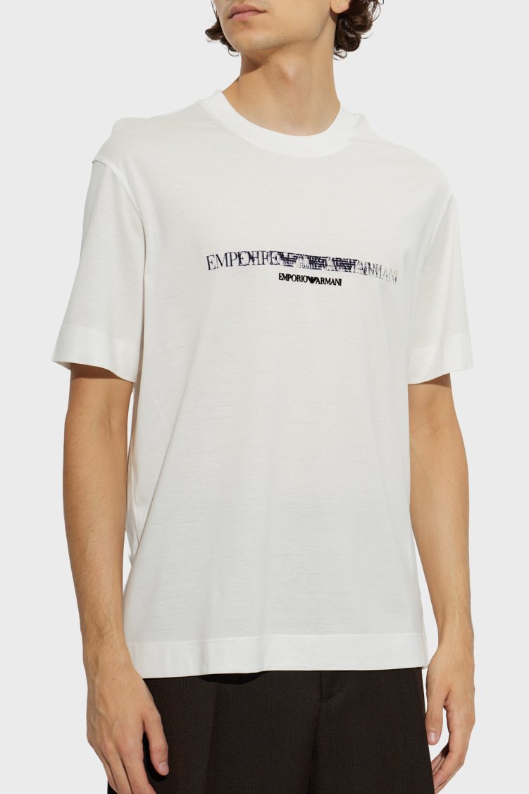 Emporio Armani Pamuklu Yuvarlak Yaka Regular Fit Erkek T Shirt EM007353 AF10017 M0497 Beyaz - Emporio Armani