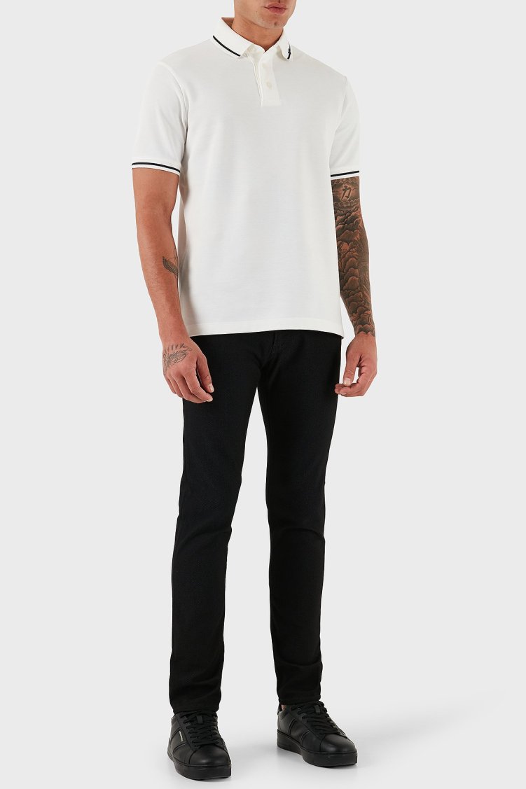 Emporio Armani Puantiyeli Streç Pamuklu Slim Fit Düşük Bel Dar Paça Jeans Erkek Kot Pantolon EM000121 AF14124 FC042 SİYAH - Emporio Armani
