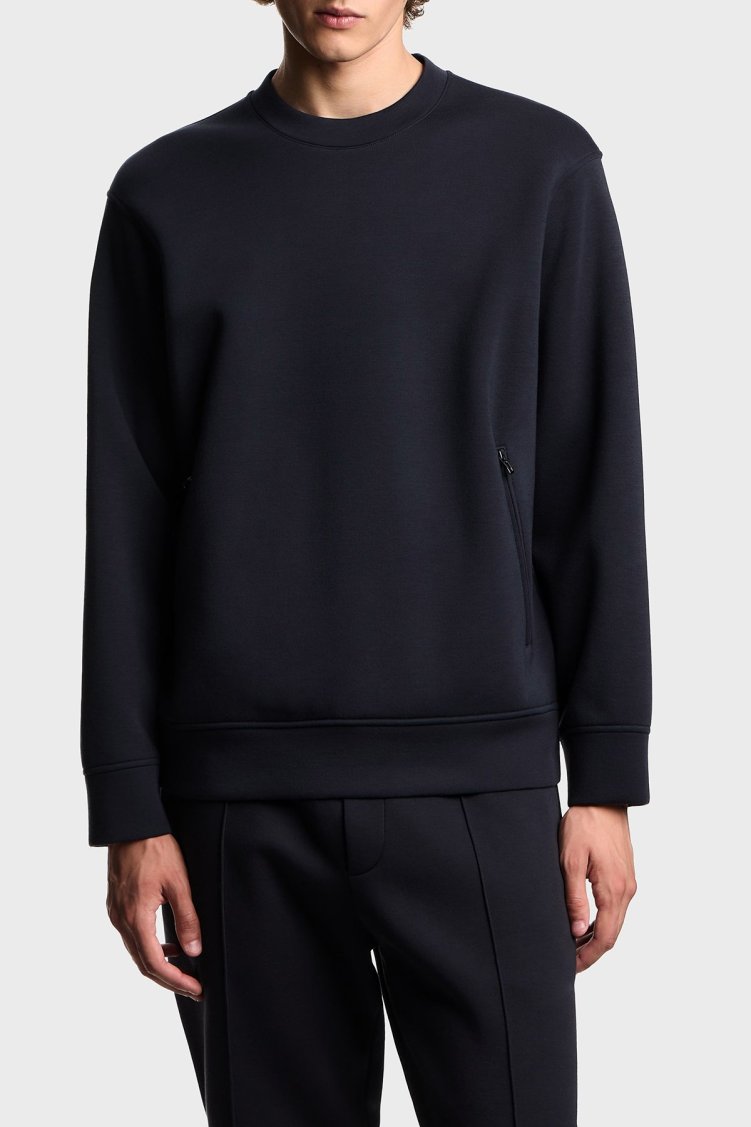 Emporio Armani Regular Fit Bisiklet Yaka Cepli Erkek Sweat EM003052 AF17545 UB118 LACİVERT - Emporio Armani