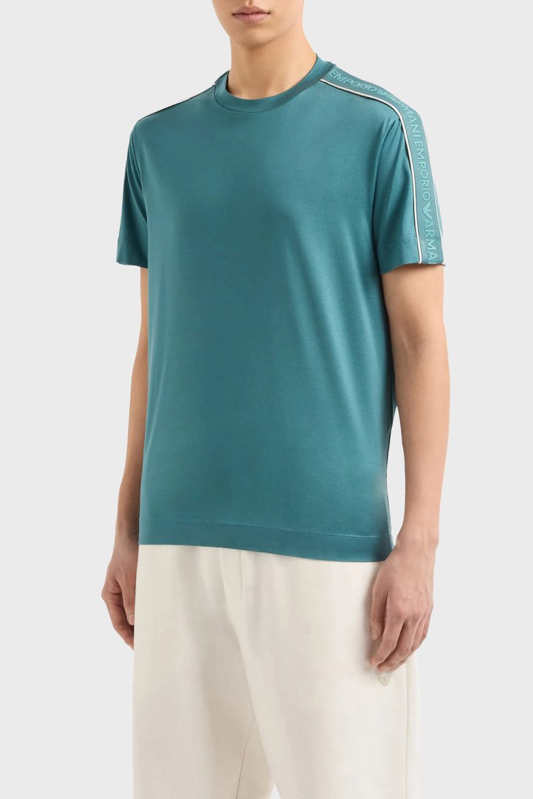 Emporio Armani Regular Fit Bisiklet Yaka Erkek T Shirt 3D1TD3 1JUVZ 0779 Petrol - Emporio Armani